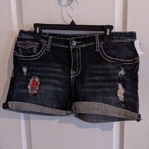 Maurices NWT Kaylee Original Fit Roll Up Dark Denim Shorts Sz 11/12